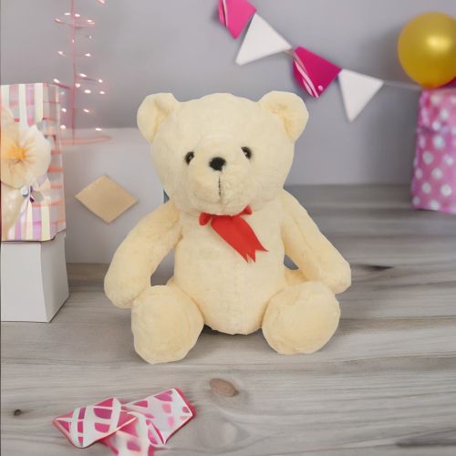 Mirada Bear with Red Bow Soft Toy - 35cm Creame