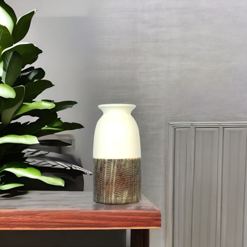 Super99 Modern Ceramic Hand Crafted Flower Decorative Vase with two Colour for Home Decor |Living Room |Office Etc.