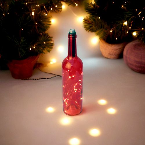 Decorative LED Glass Bottle- RED