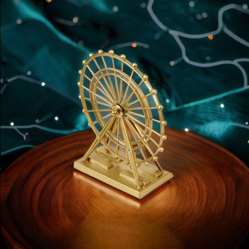 Super99 London Eye Ferris Wheel Creative Metal Monument Showpiece Table Crafts, Home Decor, Car Decor, Office, Gifts| Gold-Weight: 172gm, Size: 15cmX10cm