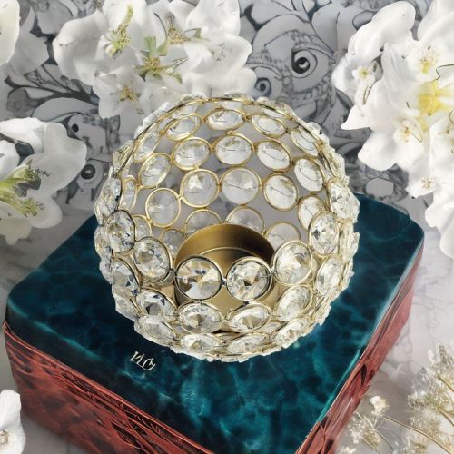 Super99 Crystal (Beaded Votive) T- Light Stand - Decorative Tealight Holders for Home Office Living Room Indoor Garden Dining Centerpiece Decoration|118gm|Size -8.5 cm X 9 cm