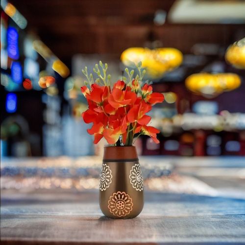 Super99 Ceramic Flower Vase for Artificial Flowers Home Decoration | Flower Vase for Living Room Decor Corner | Ceramic Flower Vases | Brown